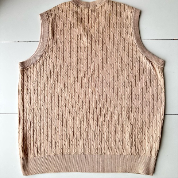 GREG NORMAN Sweater Golf Vest Beige Cable Knit Pullover V Neck Men Size M - Picture 7 of 9